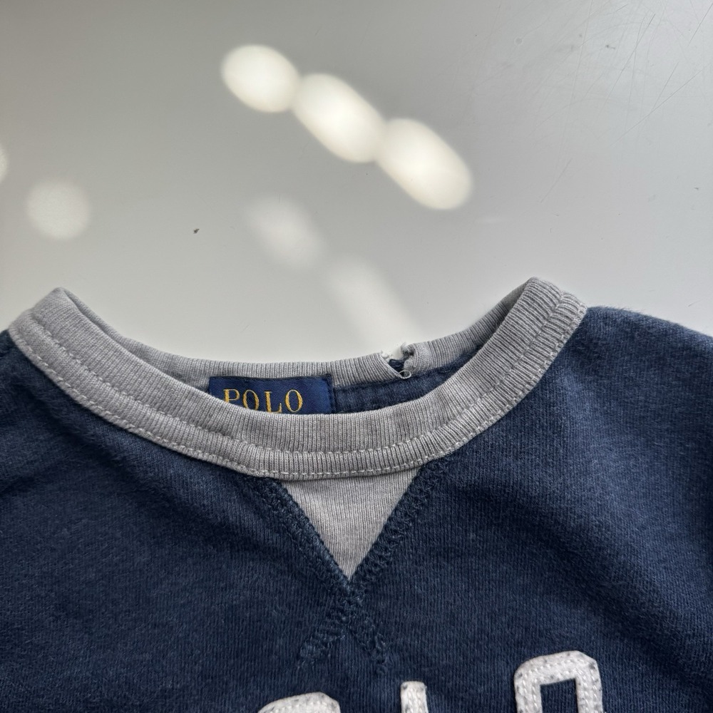 Polo Ralph Lauren Sweatshirt Kids 2T Blue Gray Colorblock Fleece Pullover Logo - Picture 3 of 10